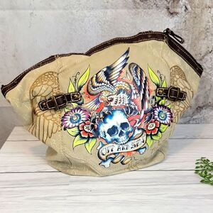 Marc Ecko Cut And Sew "Red" Shoulder Bag With Skull Graphics